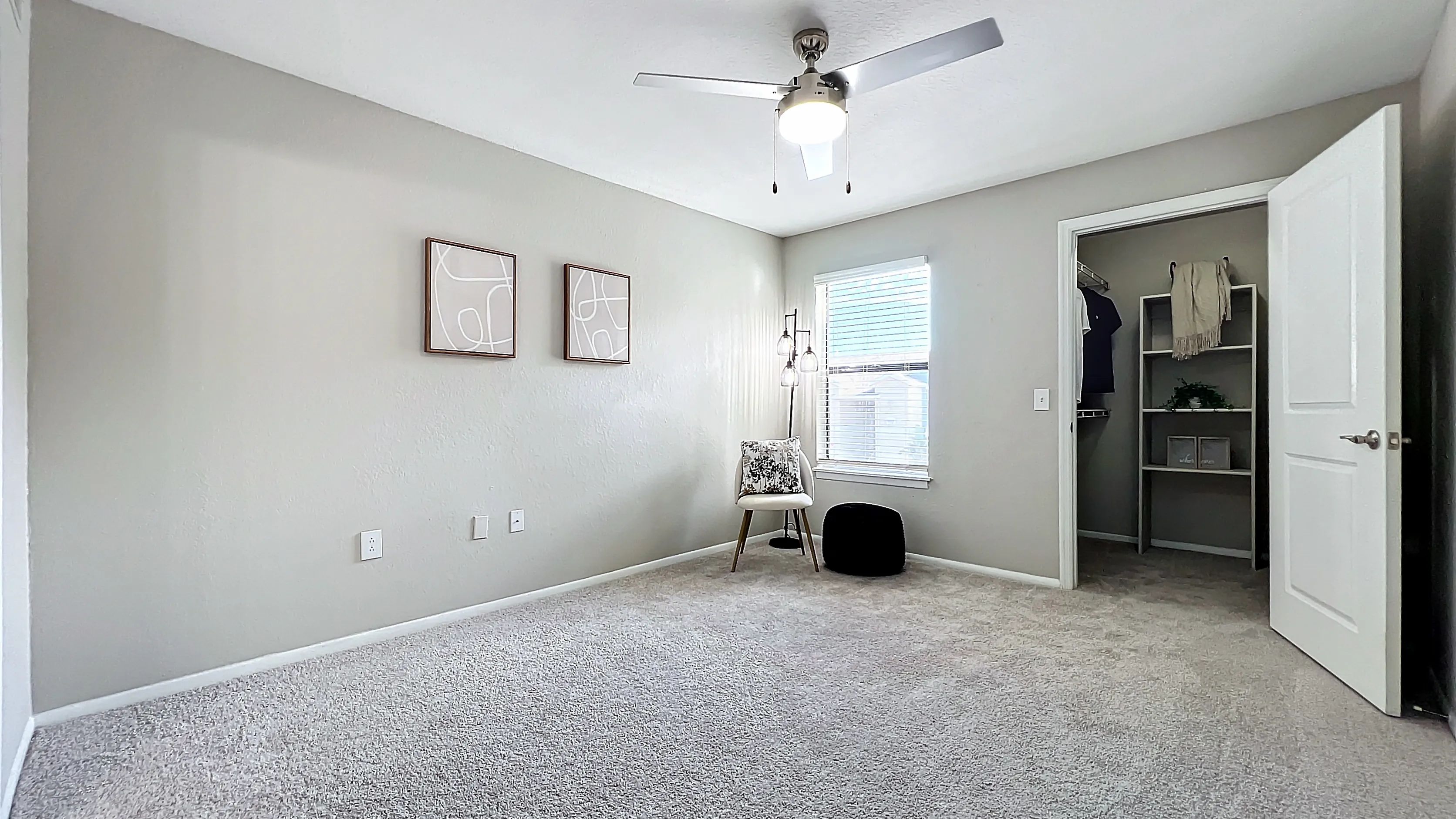 Enjoy the comfort and style of your cozy bedroom, featuring modern finishes, plush carpeting, and a spacious closet. Perfect for a restful night’s sleep or a productive day.