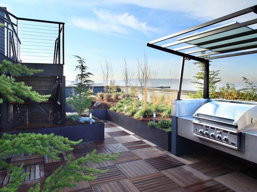 Indoor rooftop lounge