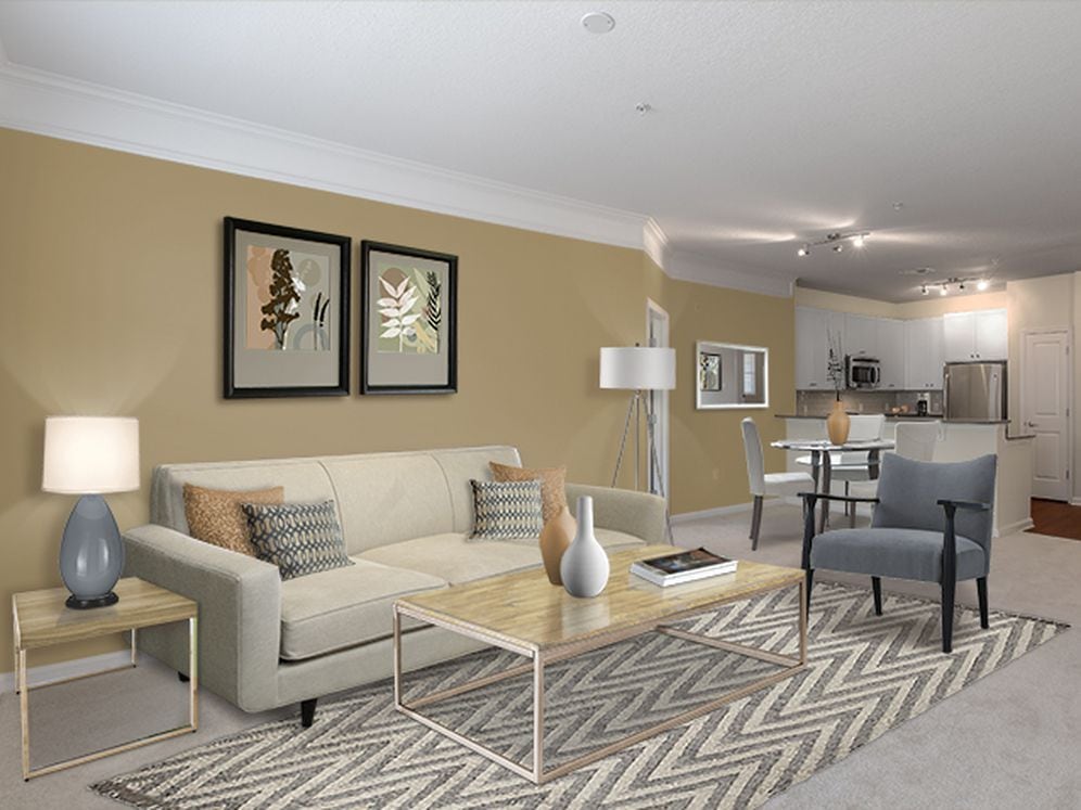 Living area with carpet