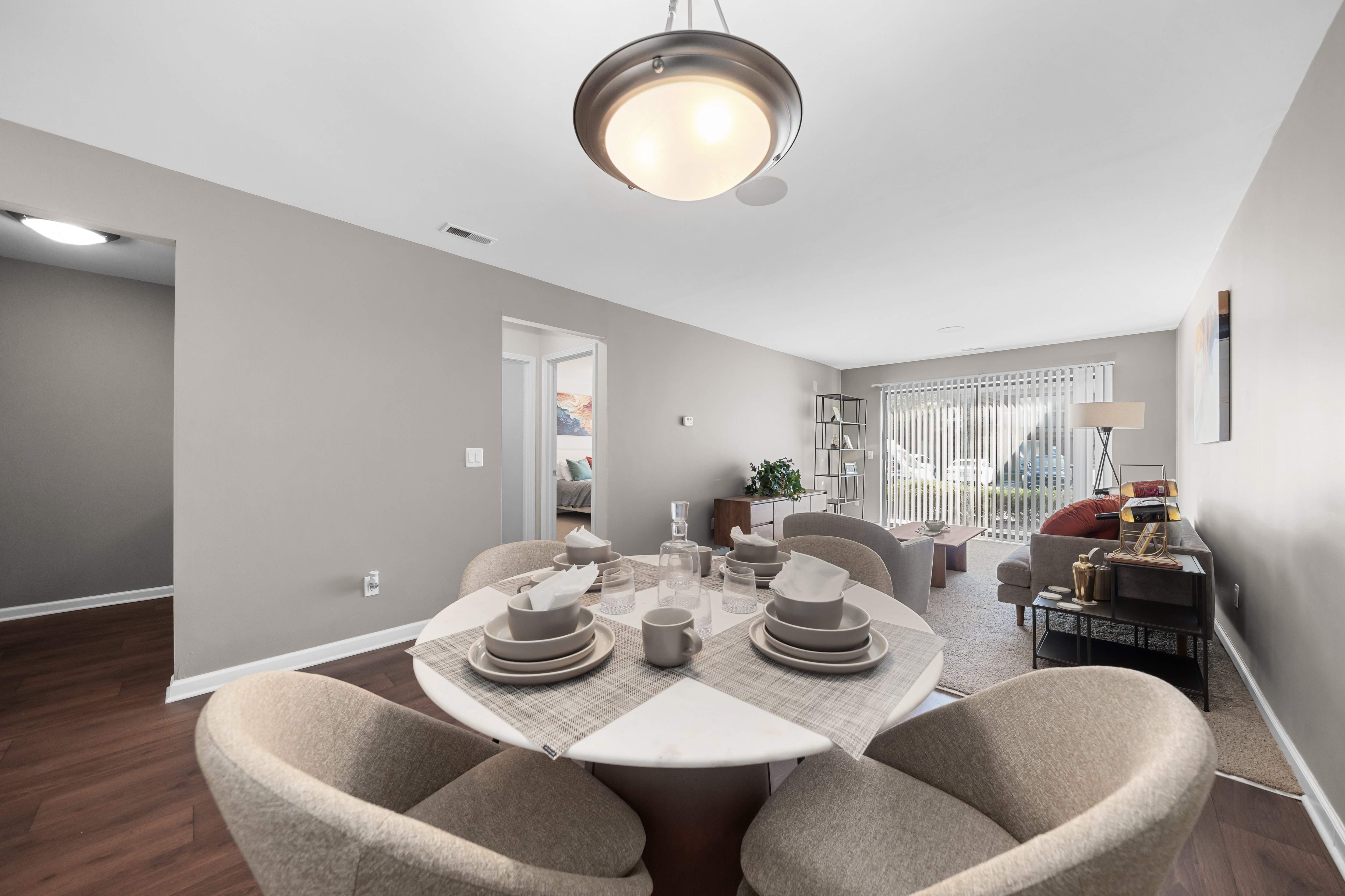 Open concept Living-Dining at Lakeside Village in Clinton Township