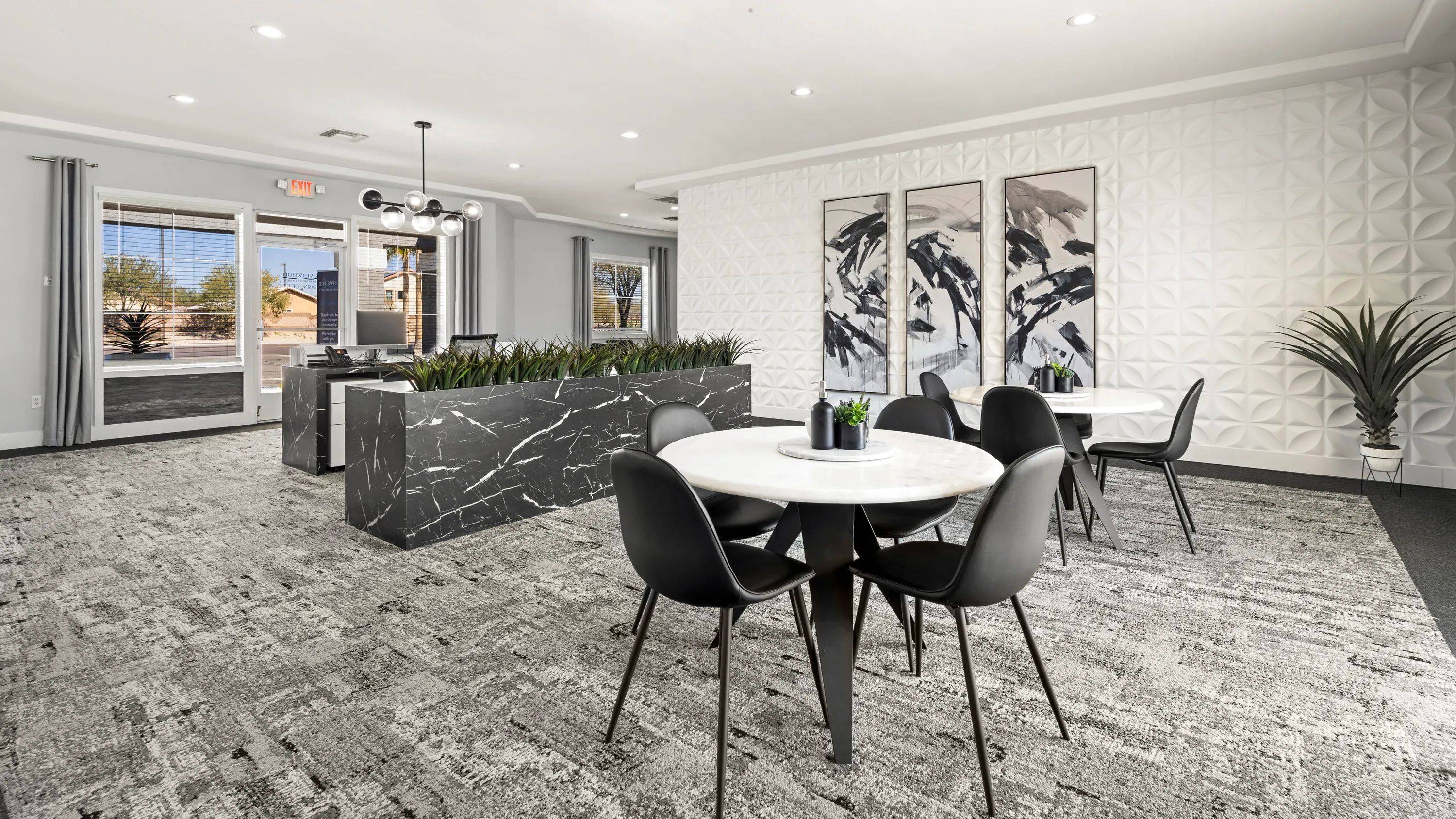 Step into a world of contemporary sophistication at our leasing center, where dedication to community shines through every detail.