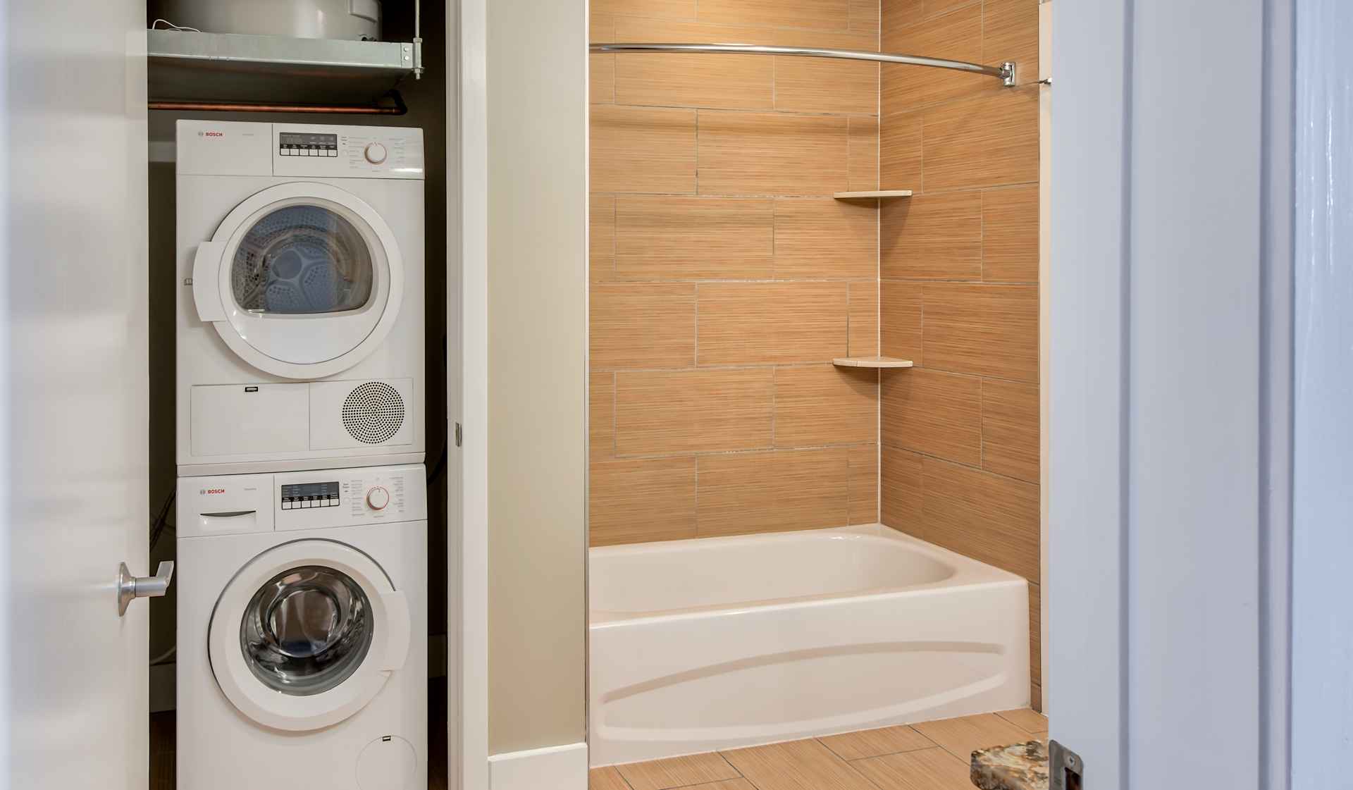 Stackable Bosch washer and dryers in each home