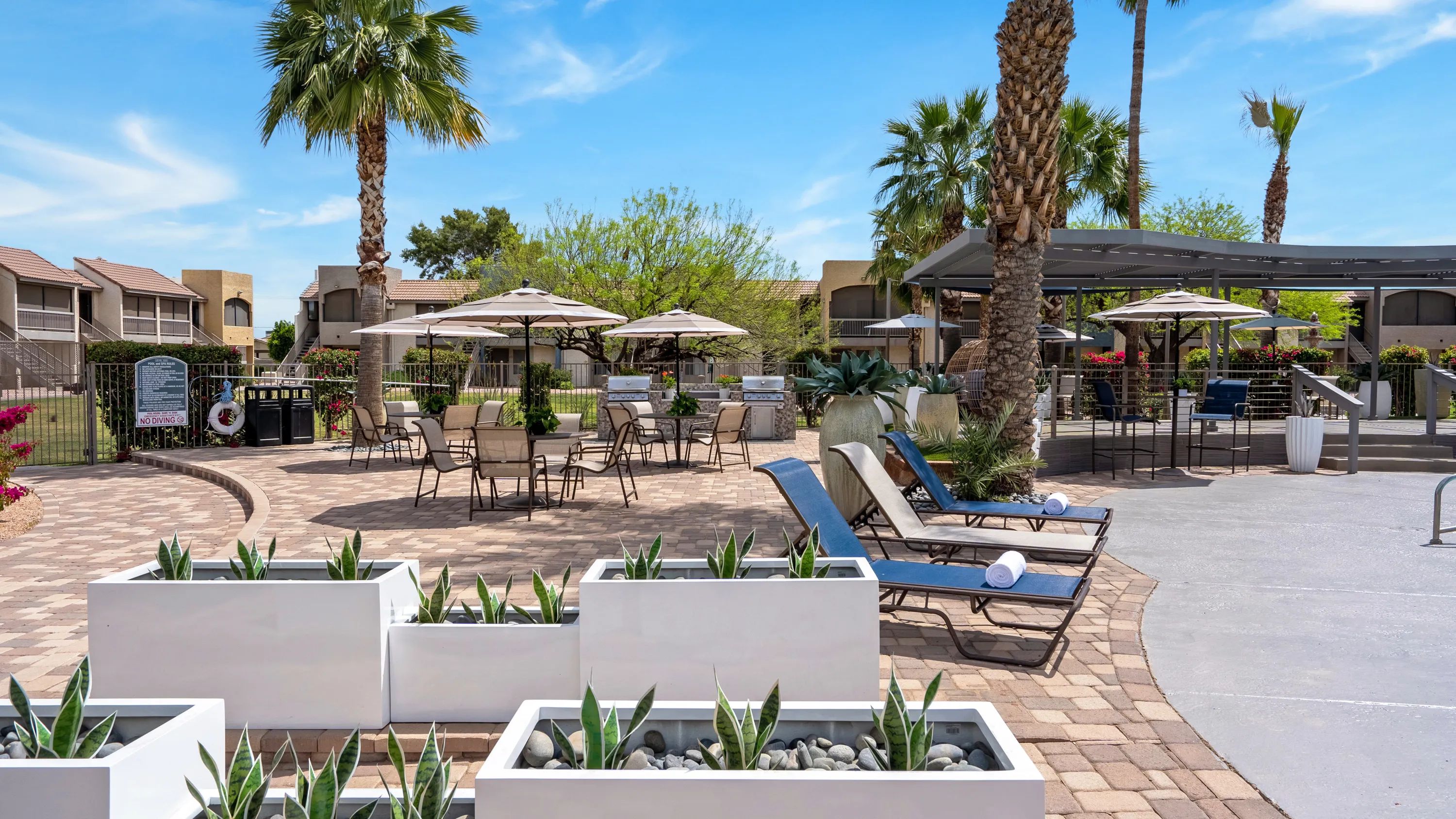 Come together with friends and family by the pool, relishing abundant seating and tables in a vibrant, lively atmosphere. 