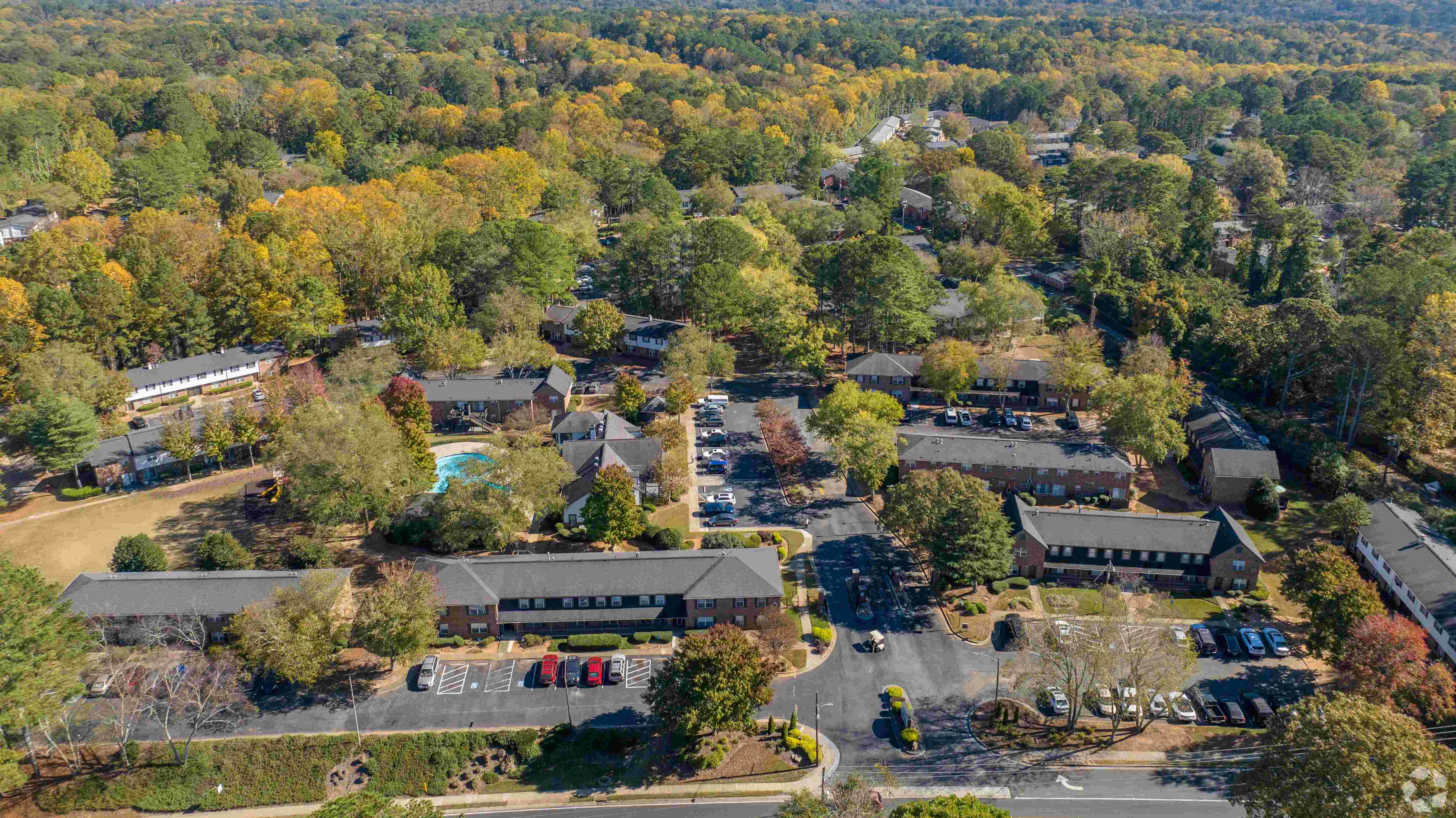 Take in the scenic beauty of Legacy at West Cobb from above. Our community is nestled amidst lush greenery and mature trees, providing a peaceful, natural setting.