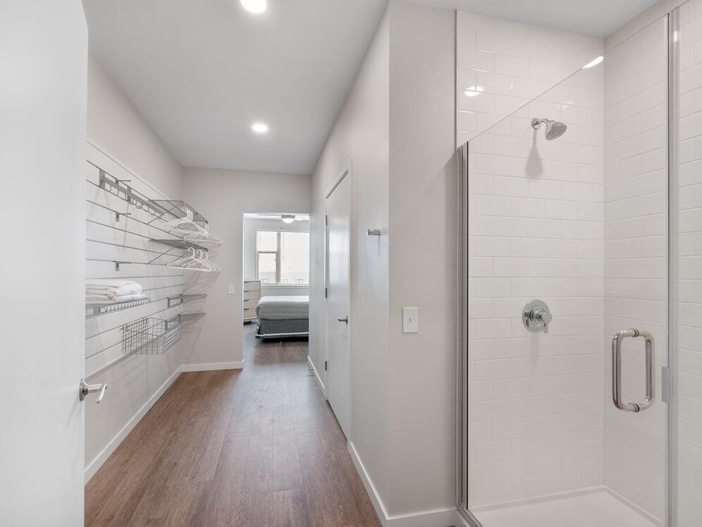 Finish Scheme II bath and extra closet storage with built in shelving