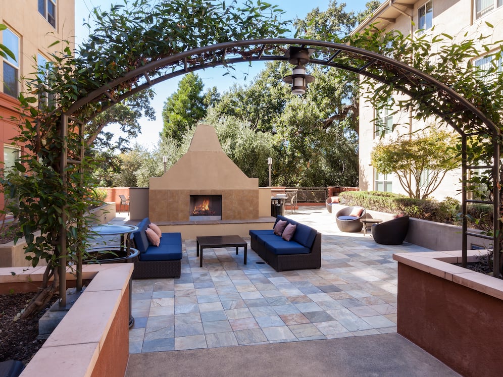 Phase I Courtyard with Fireplace and Lounge Seating