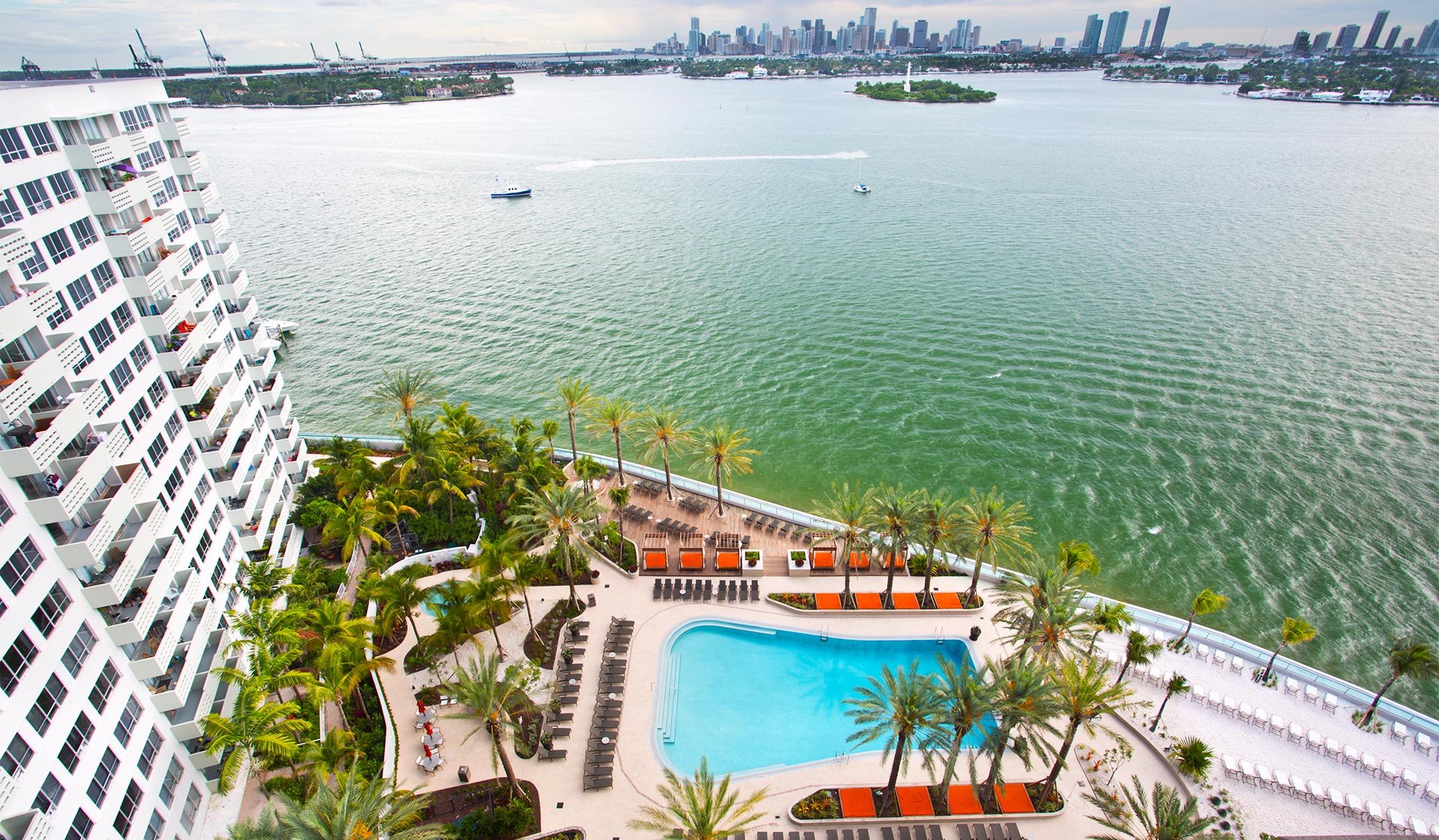 View of Flamingo South Beach apartments on Biscayne Bay