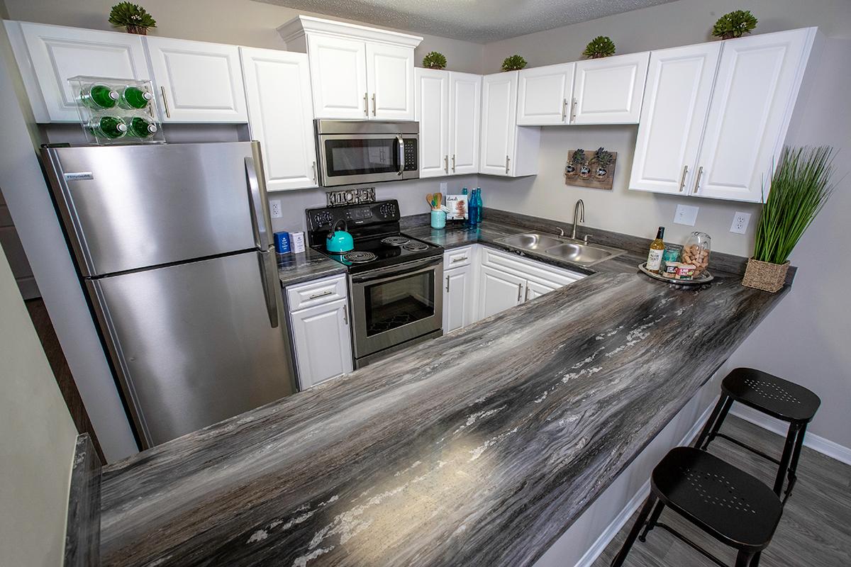 Our fully equipped kitchens comes with stainless steel appliances, including a dishwasher!