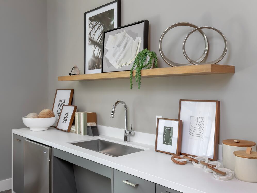 Coworking lounge with entertaining kitchenette