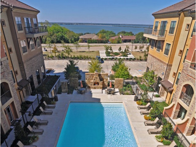 Pool Courtyard with Lake Ray Hubbard View