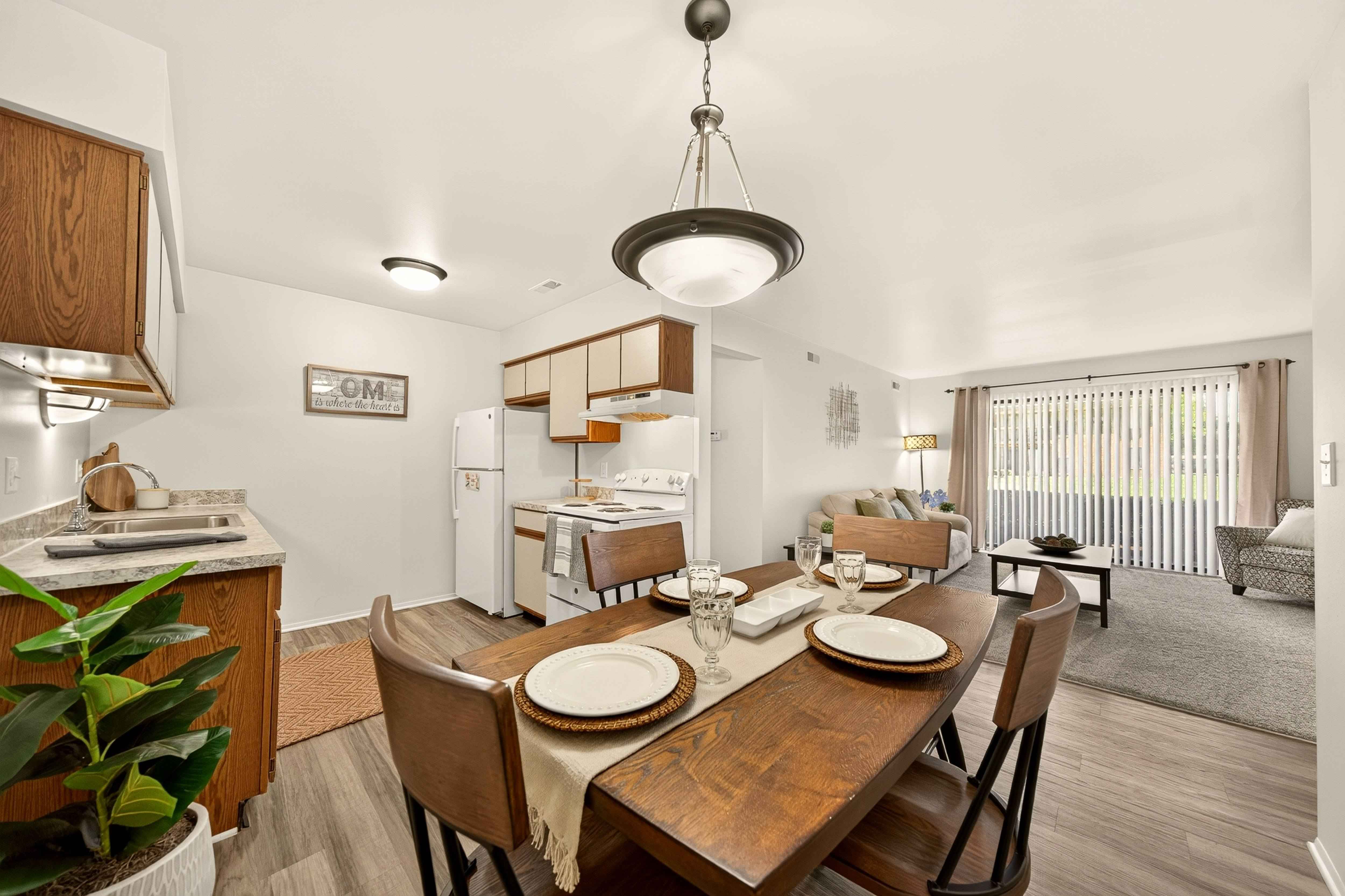 Spacious dining room area at Eastwood Village Apartments in Clinton Township, MI.