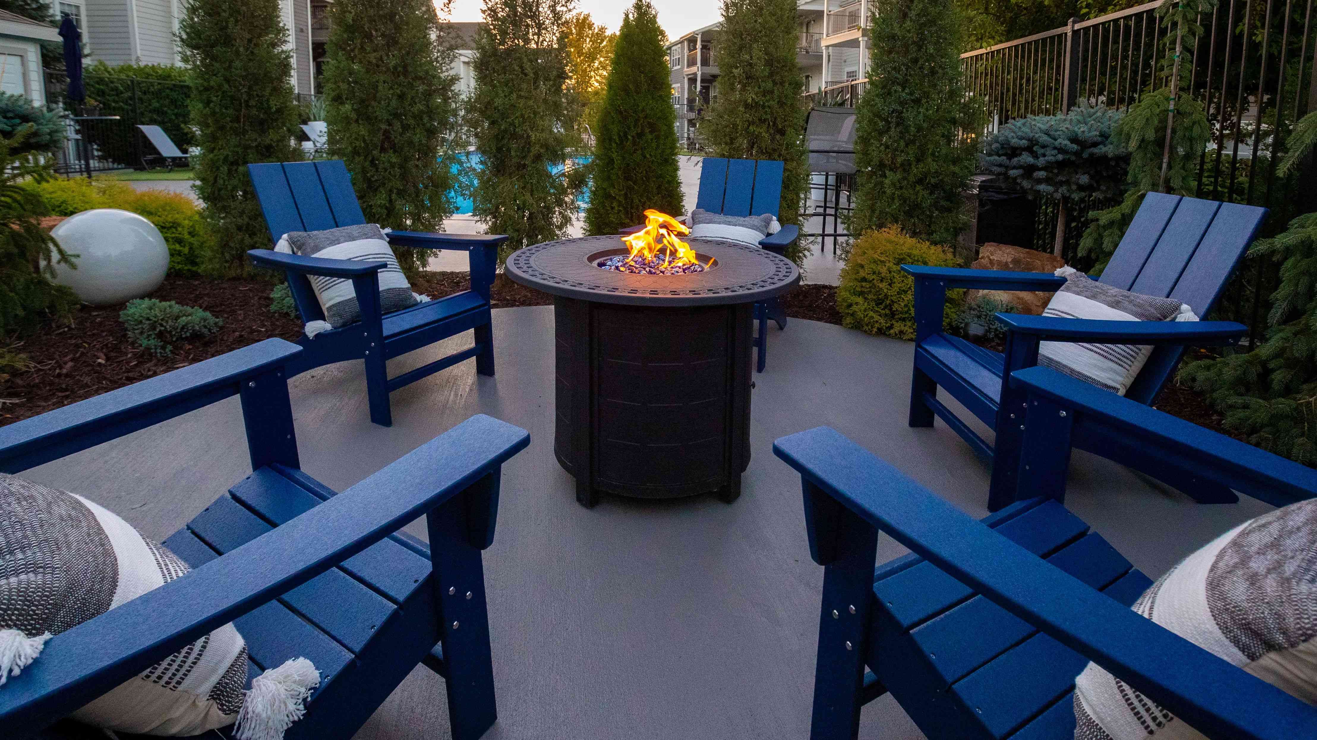 Find comfort and connection at our community fire pit.