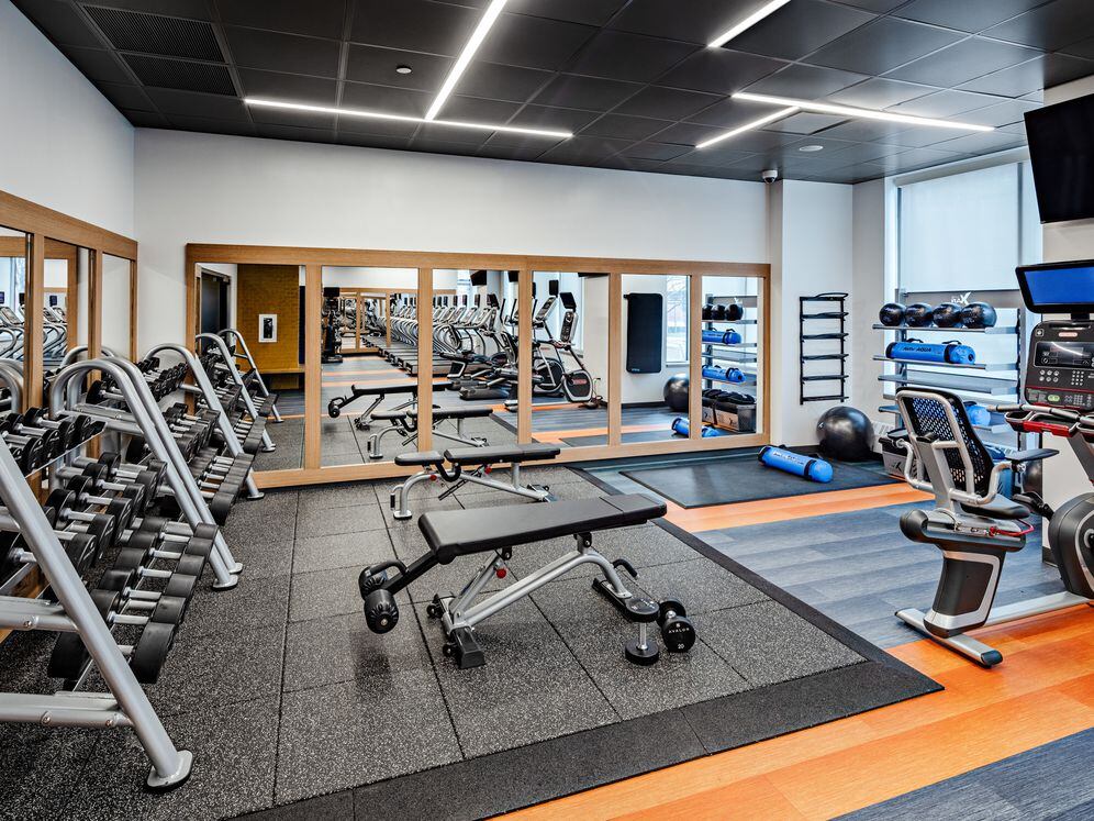 Fitness center with free weights