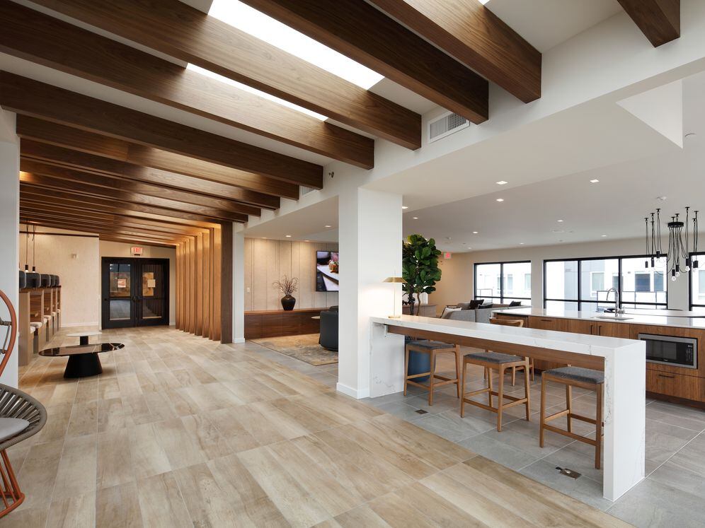 Terrace lounge with work-from-home spaces