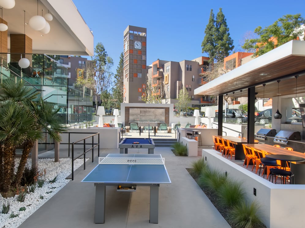Courtyard with Outdoor Game Tables
