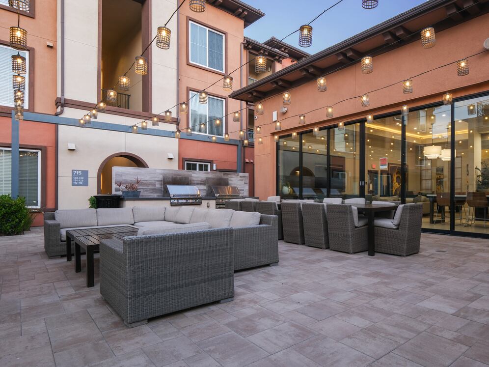 Outdoor lounge with BBQ grills