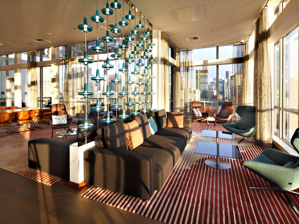 24th floor Sky Lounge with additional seating areas.