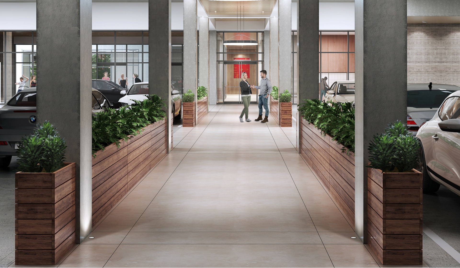 Underground parking with electric car charging stations