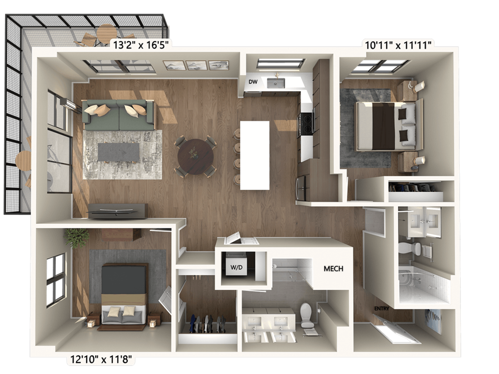 Upgrade Collection II | Two-Bedroom, Two-Bath (1,213 sq ft) B10