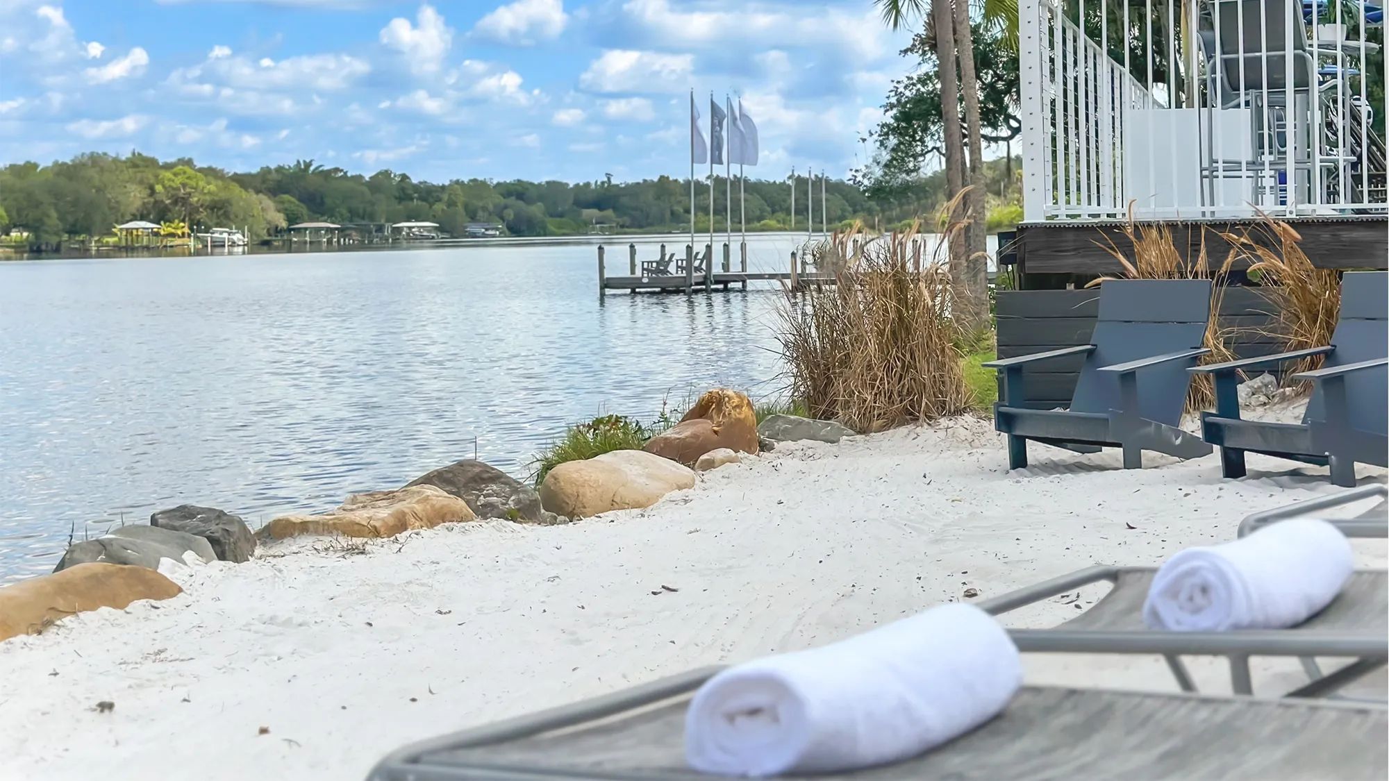 Enjoy serene moments by the river at our private beach!