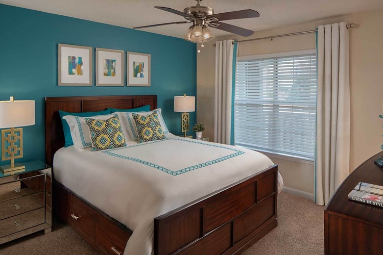 Large Model Bedroom with lighted ceiling fan