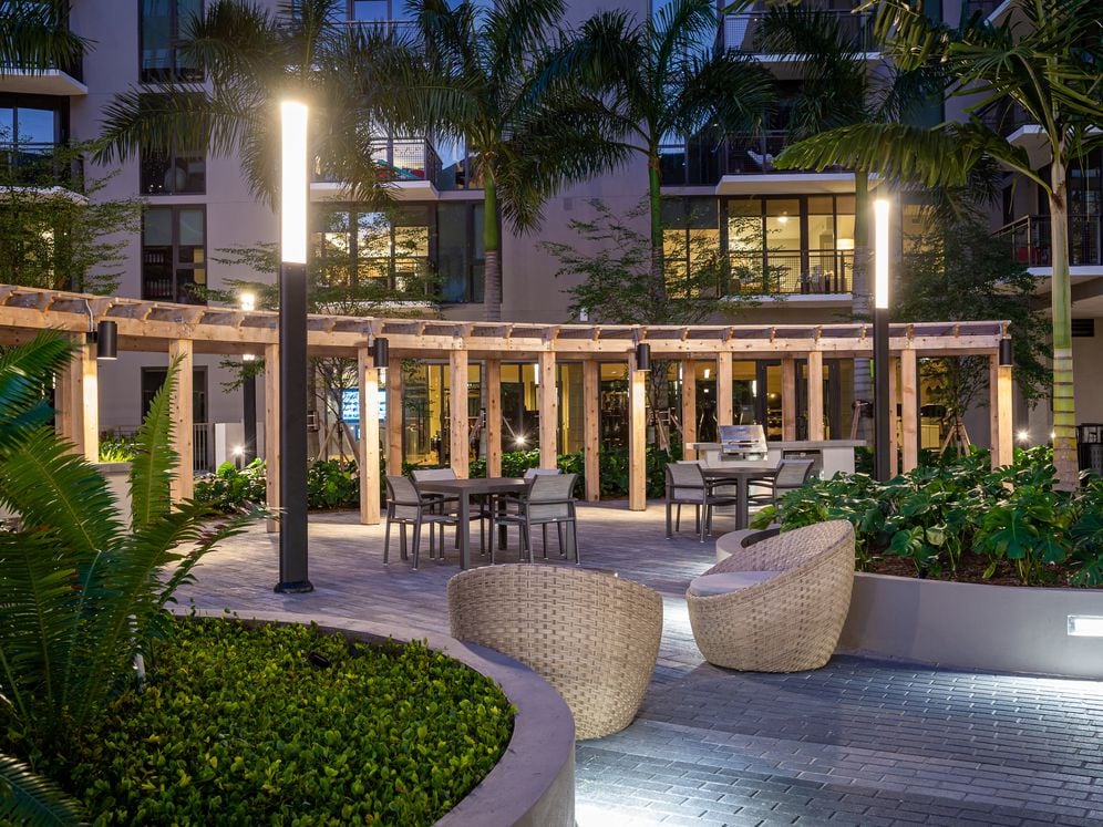Pool Courtyard at Dusk