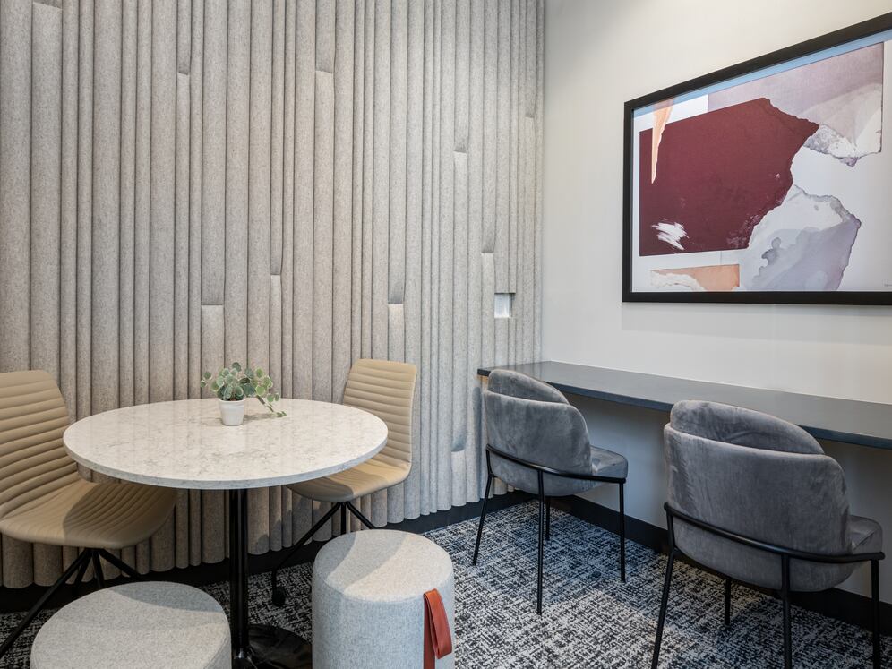 Co-working lounge with private work pods