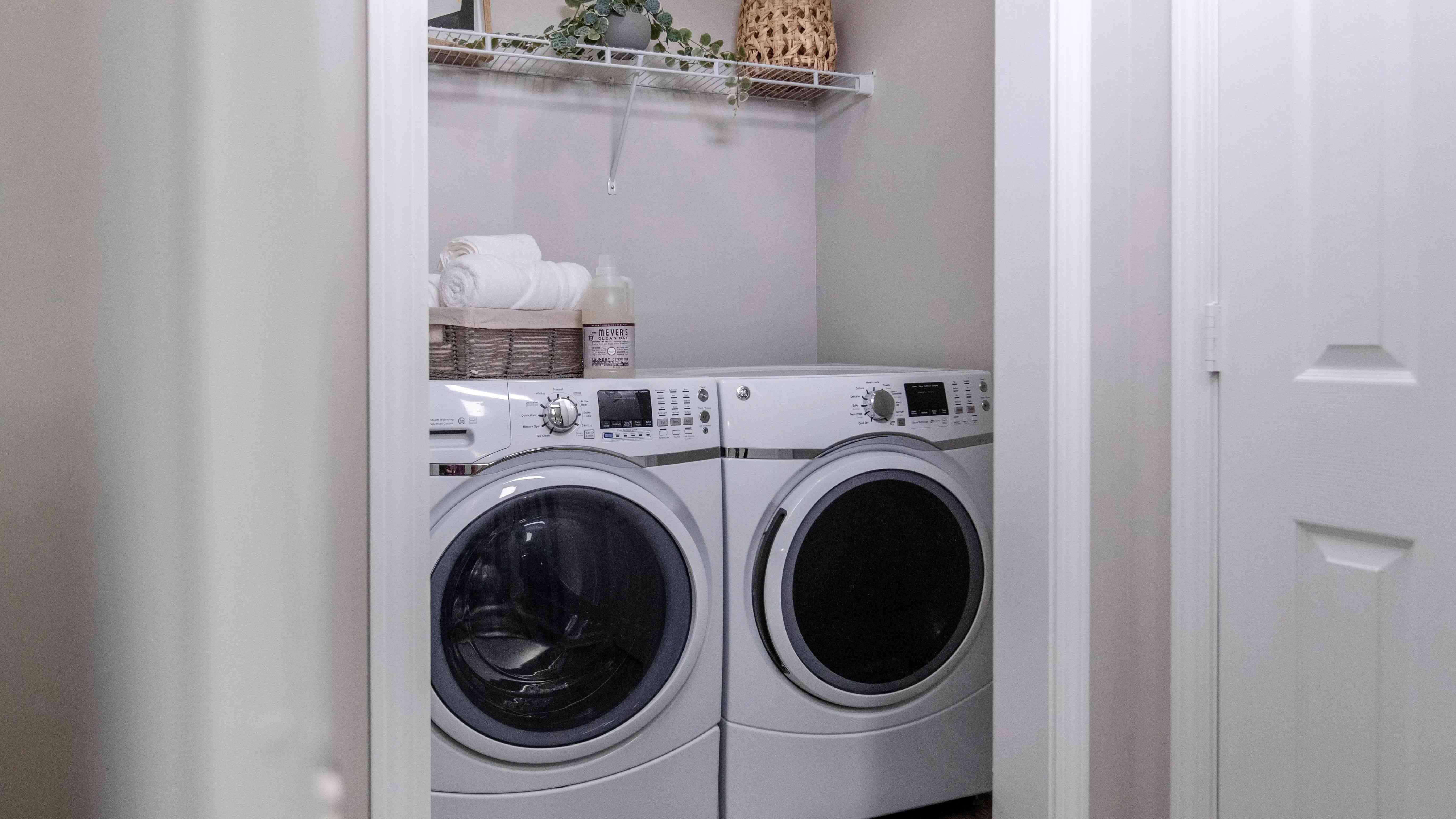 Simplify laundry chores with full-size washers and dryers in every home at The Everlee.   