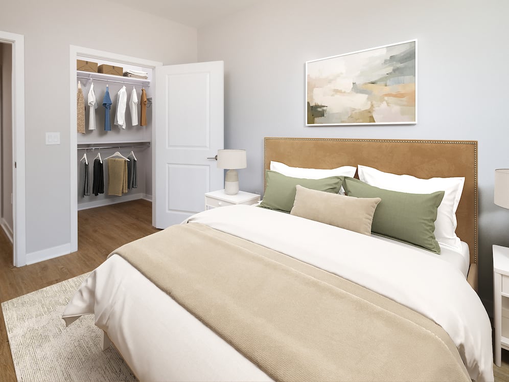 Signature Collection Bedroom with hard-surface vinyl plank flooring