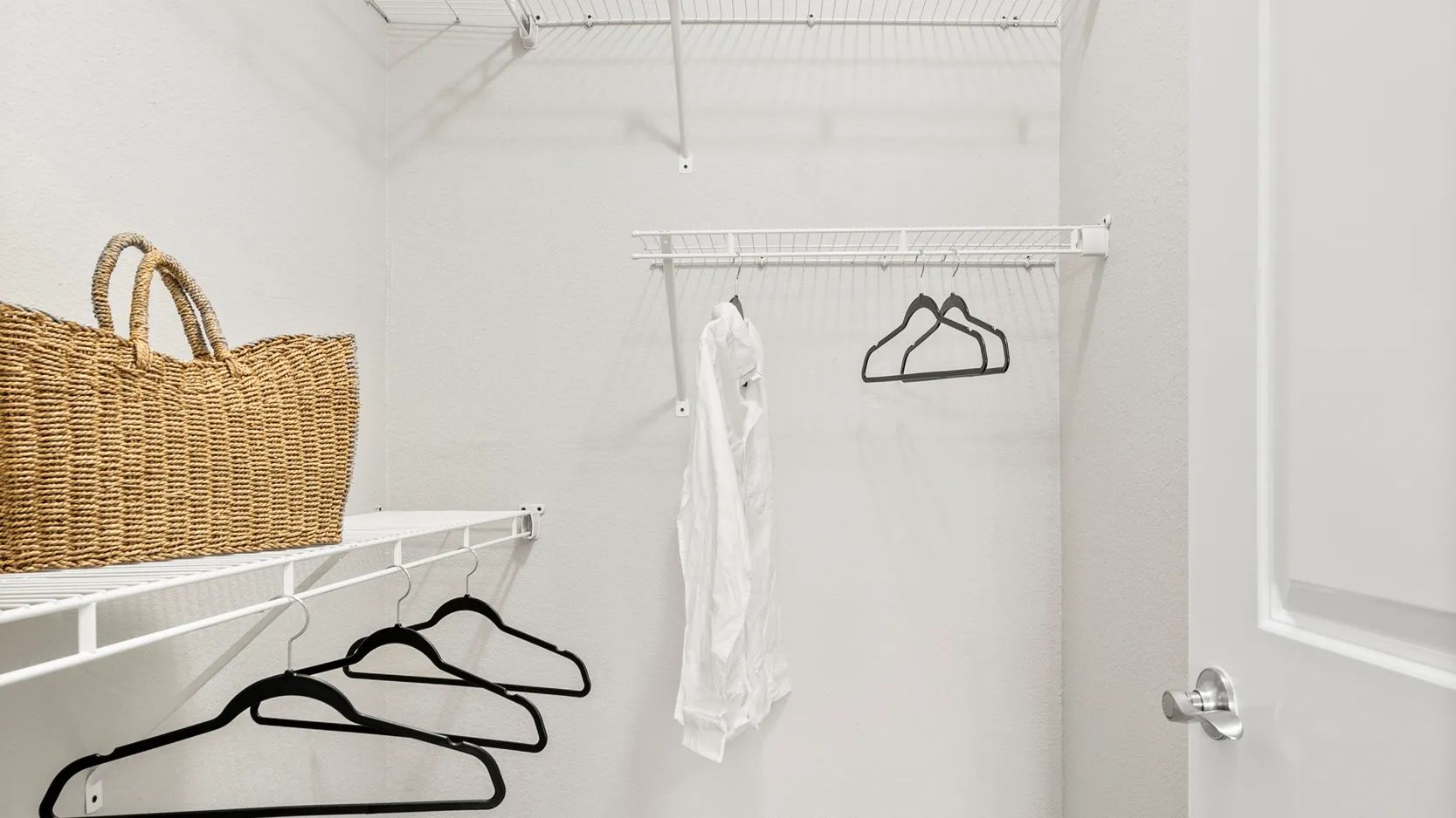 Divulge closet envy with deluxe walk-in closets and organizers. 