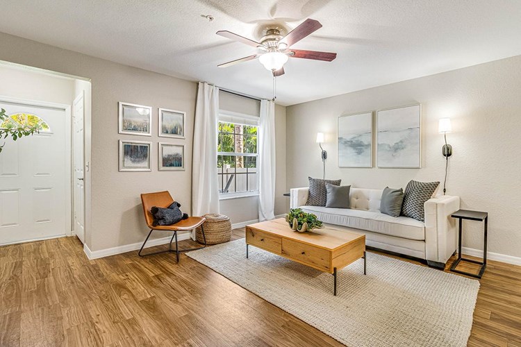 All Living rooms feature wood-style flooring and multi-speed ceiling fans.