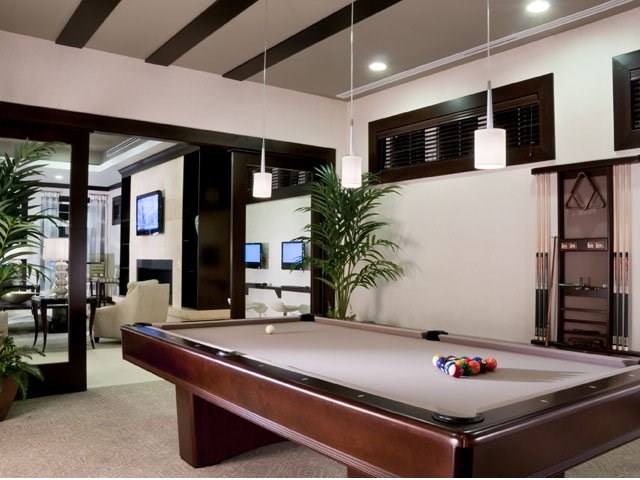 Play a game of pool with friends and neighbors.