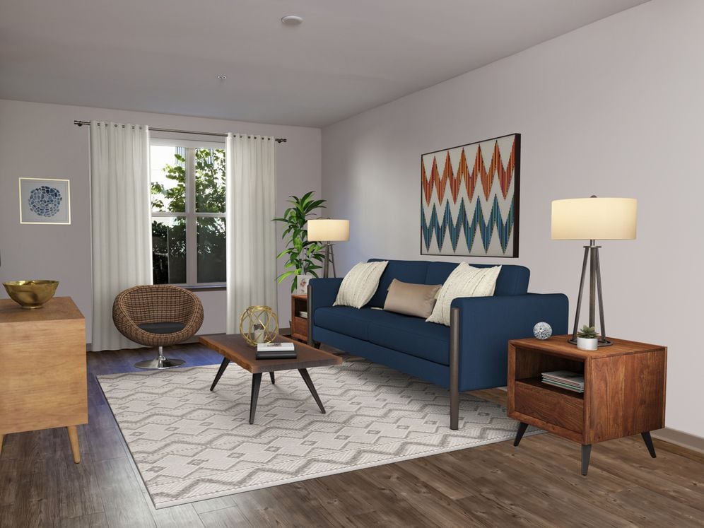 Classic Collection living room with hard surface flooring (select homes)