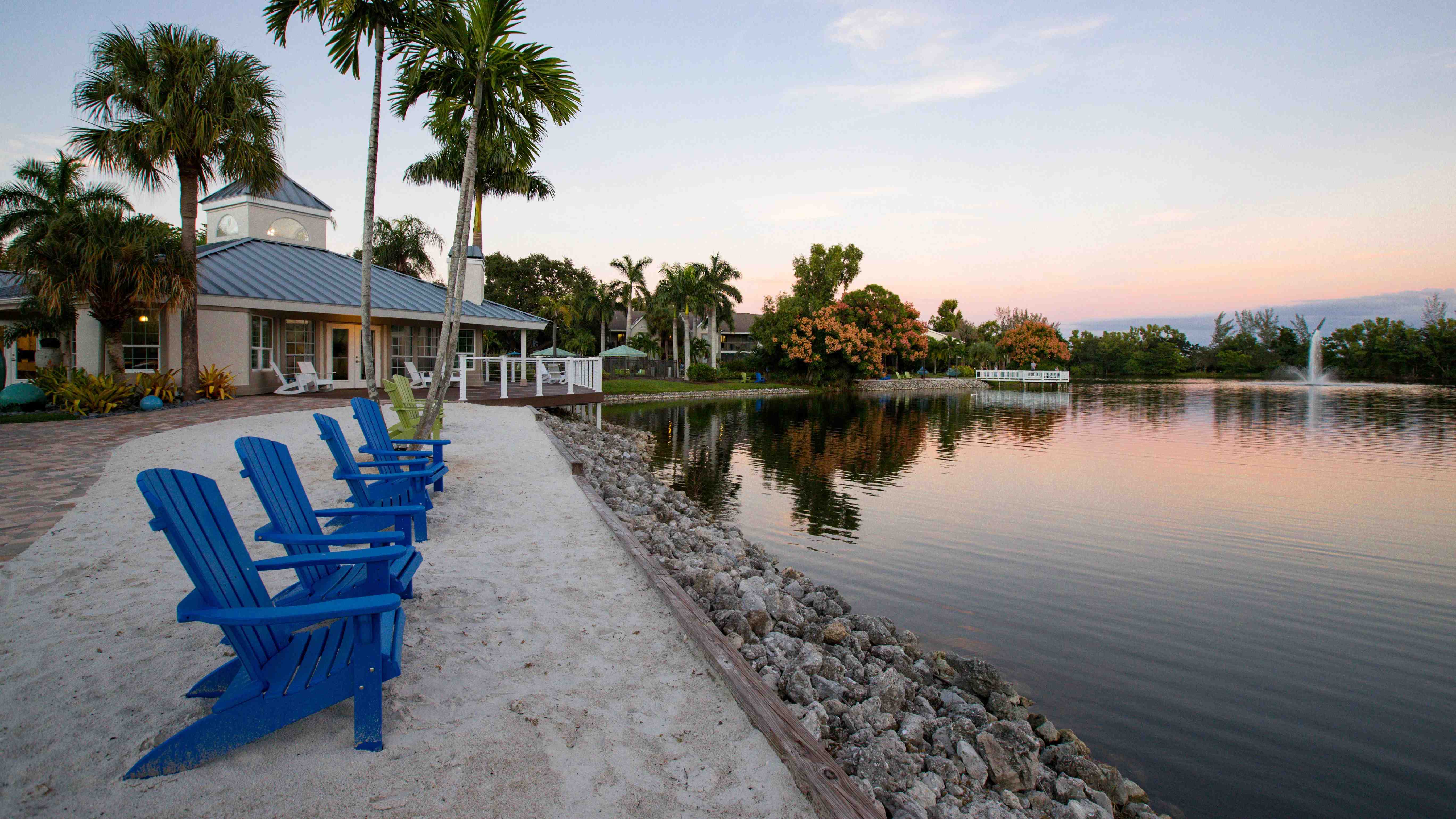 Catch breathtaking Florida sunsets with mesmerizing hues over shimmering waters at River Reach - where evenings are a masterpiece of tranquility. 