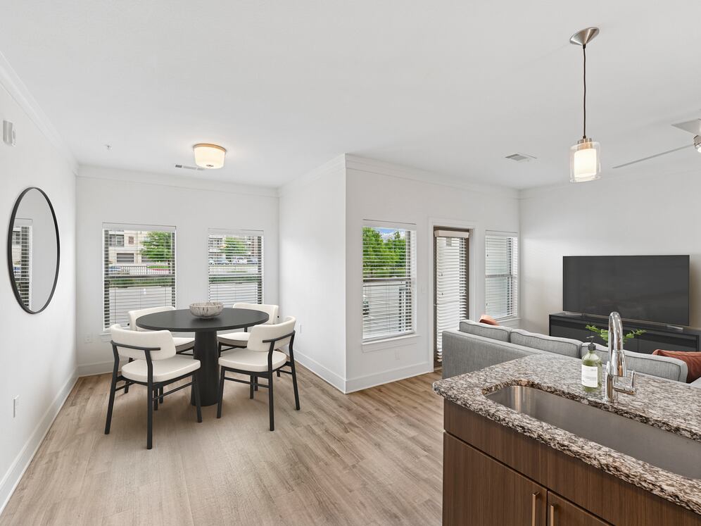 Dining area with hard surface flooring