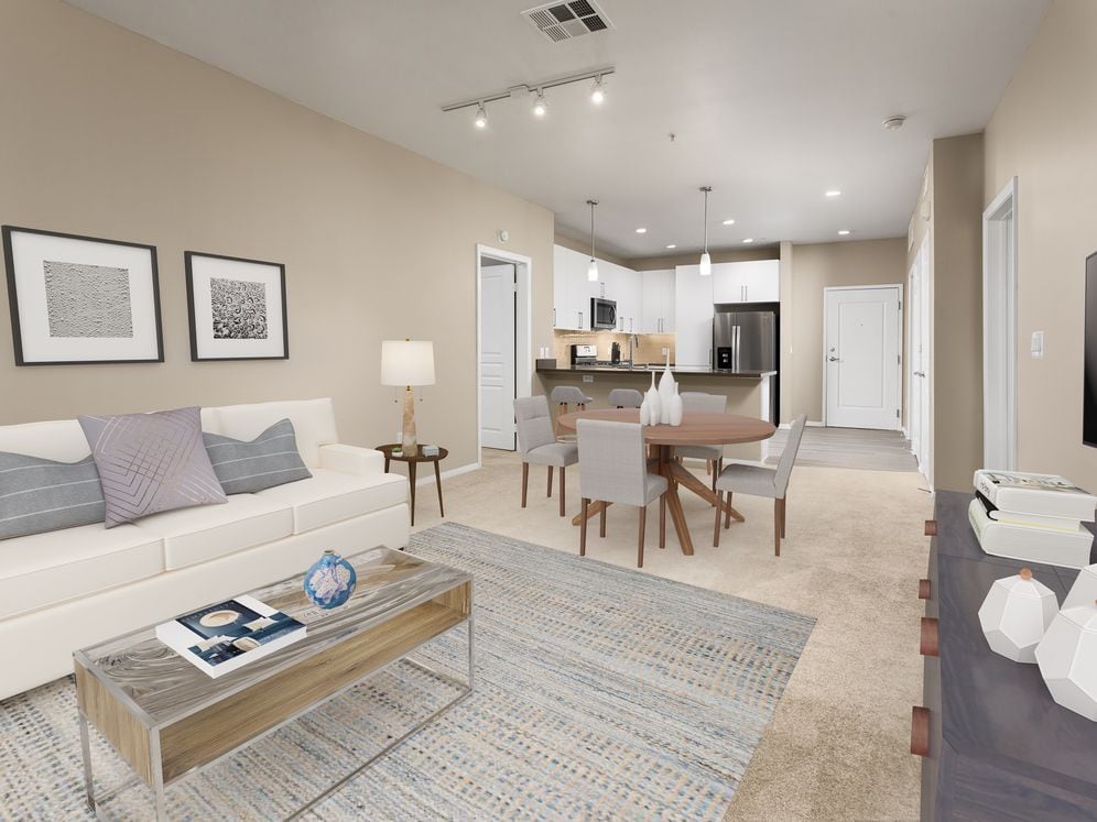 Design Scheme I living, dining, and kitchen area