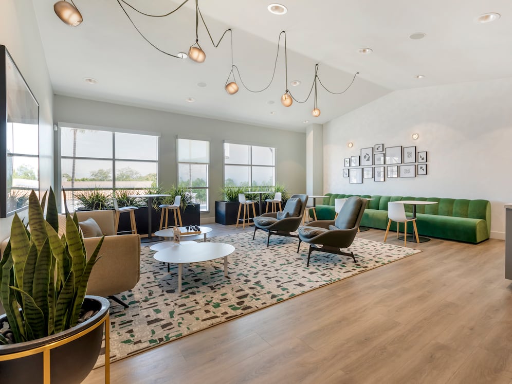Resident lounge with coworking spaces