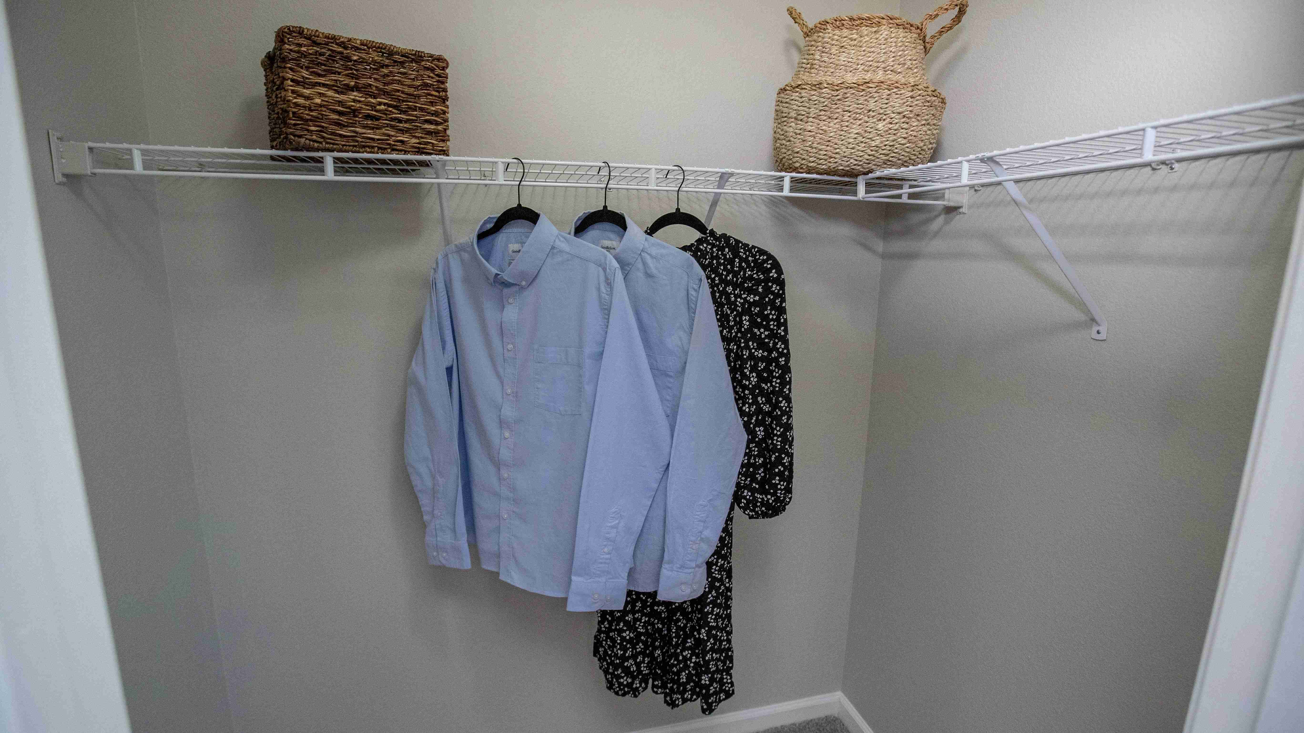 Maximize your storage with generous walk-in closets equipped with built-in shelving, offering multiple storage options and wardrobe organization.