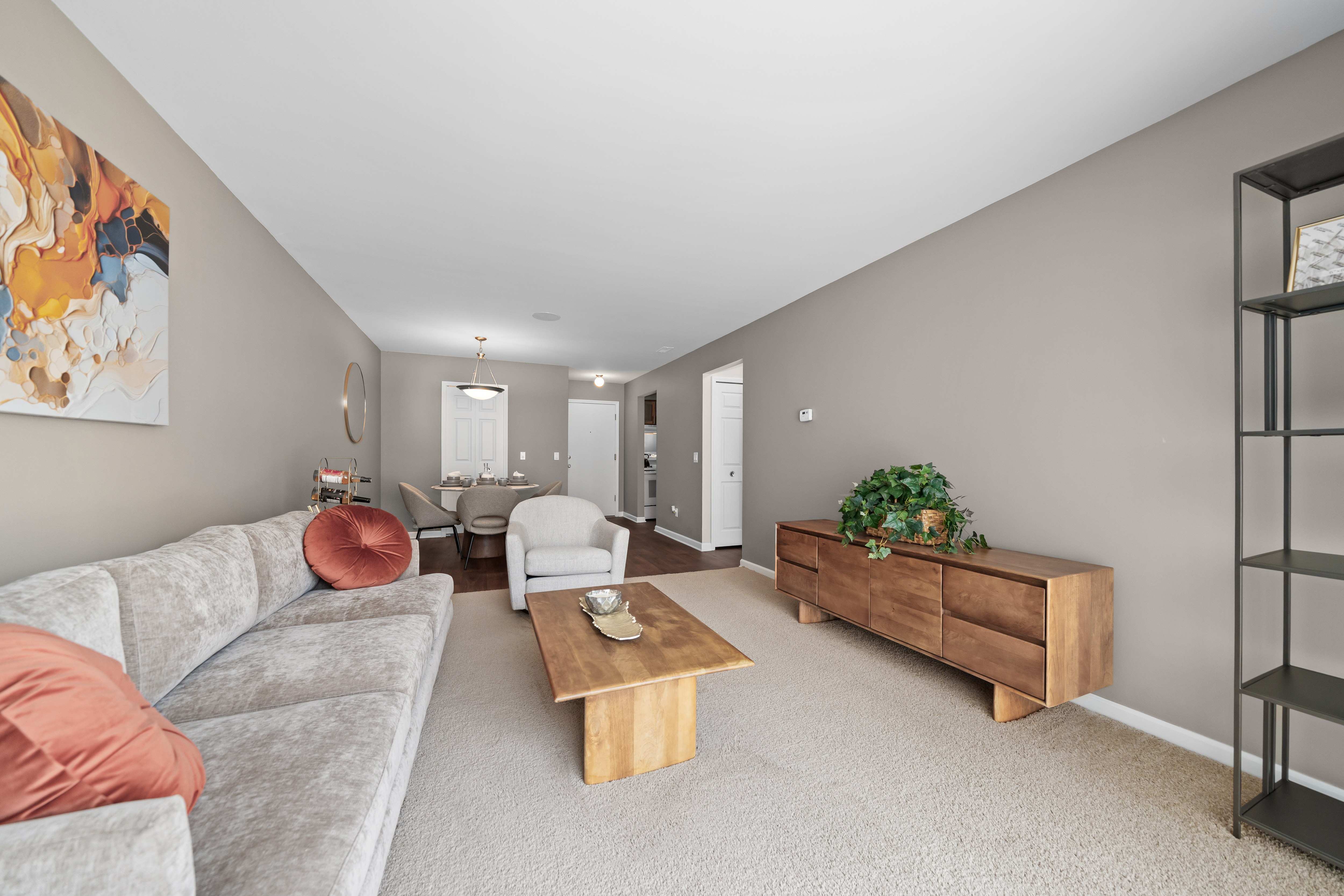 Open concept Living-Dining at Lakeside Village in Clinton Township