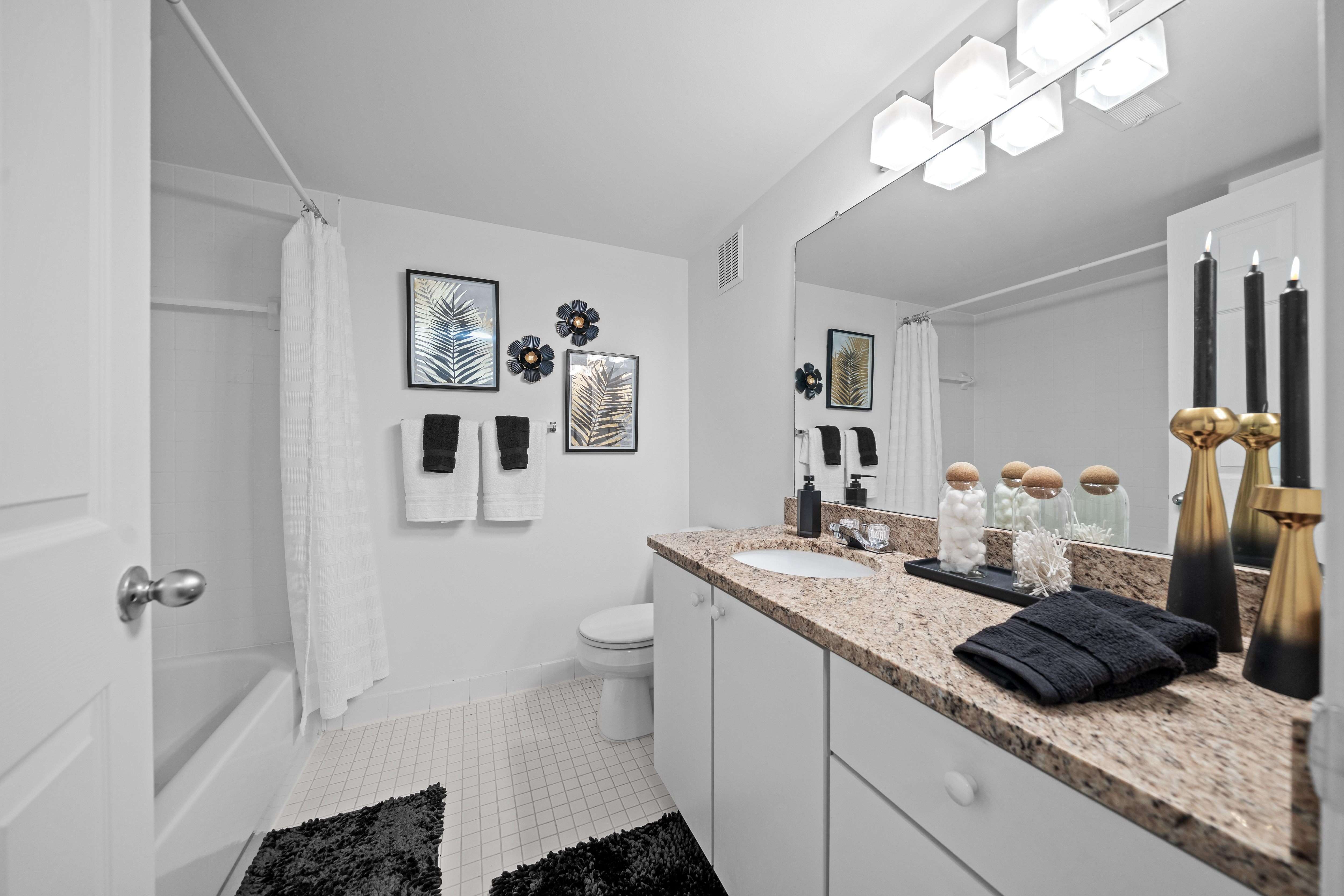 Posh Bathrooms at Prentiss Pointe Apartments in Harrison Township