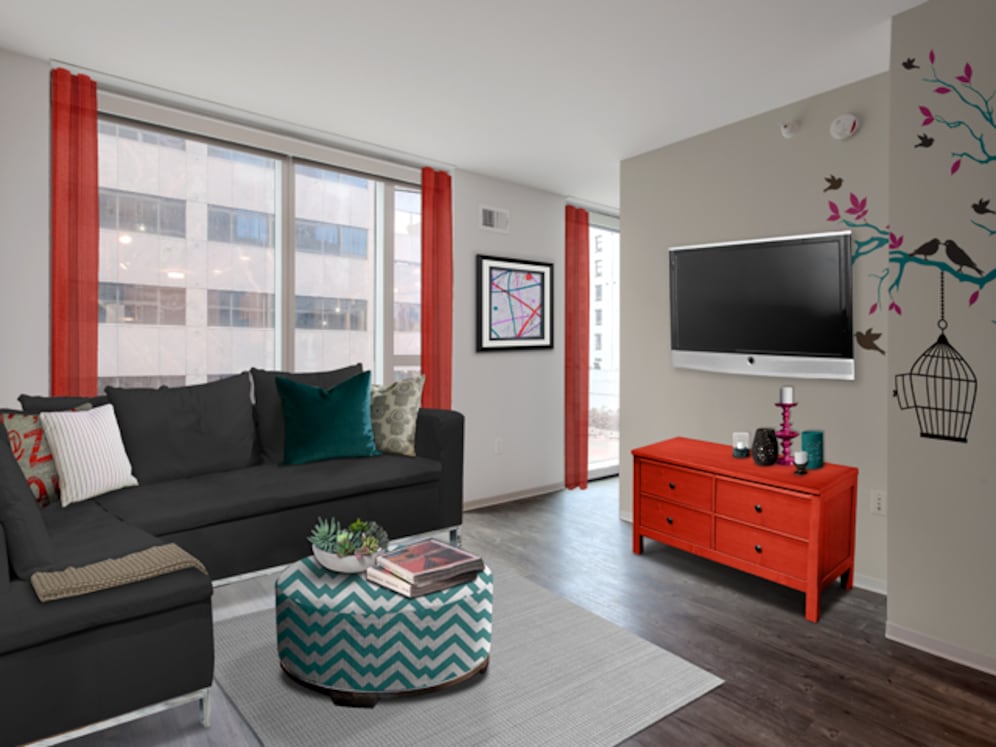 Living area with hard surface flooring