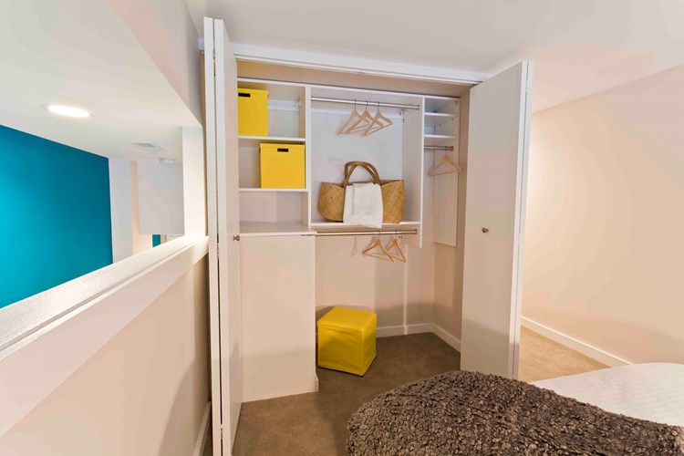 Spacious closets with adjustable shelving
