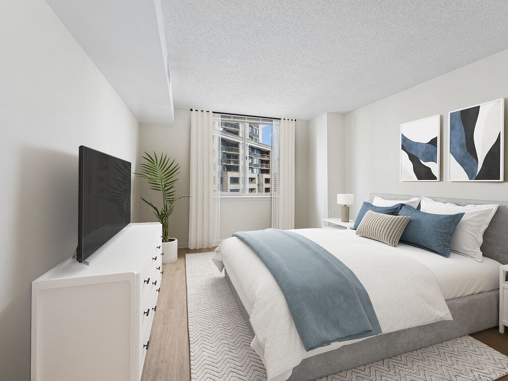 Renovated Package II bedroom with hard surface flooring