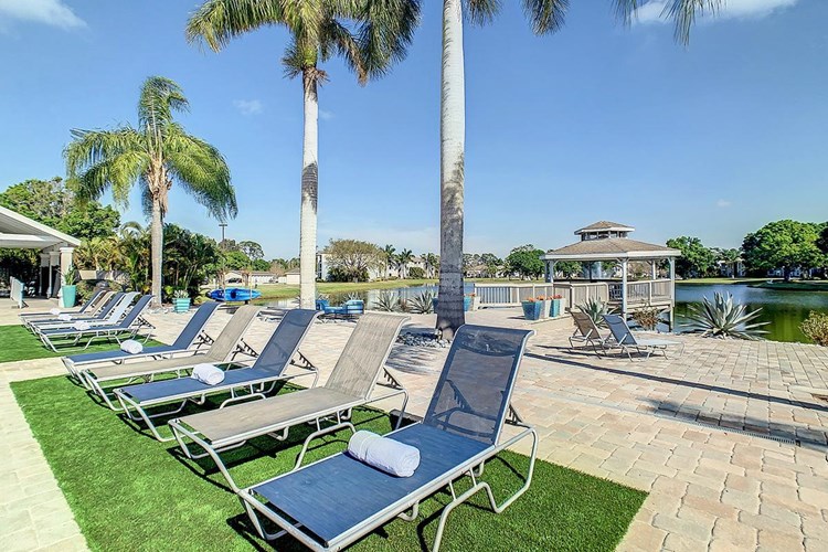 Enjoy soaking in the sun and taking in lakeside views by the pool.
