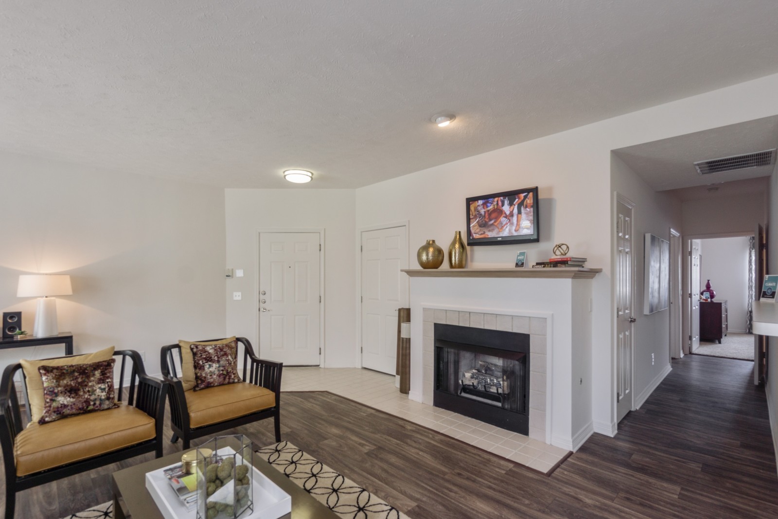 Cozy fireplaces available at The Residence at Barrington in Aurora, OH