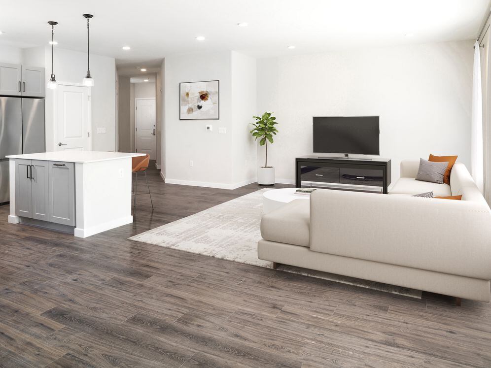 Living room with hard surface flooring