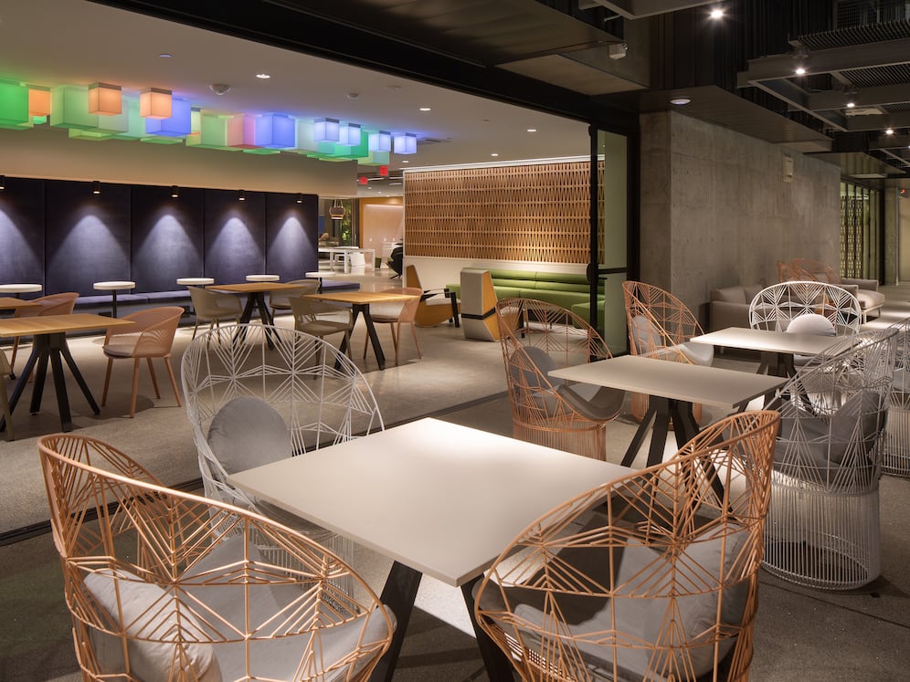 Indoor/outdoor chill space with seating