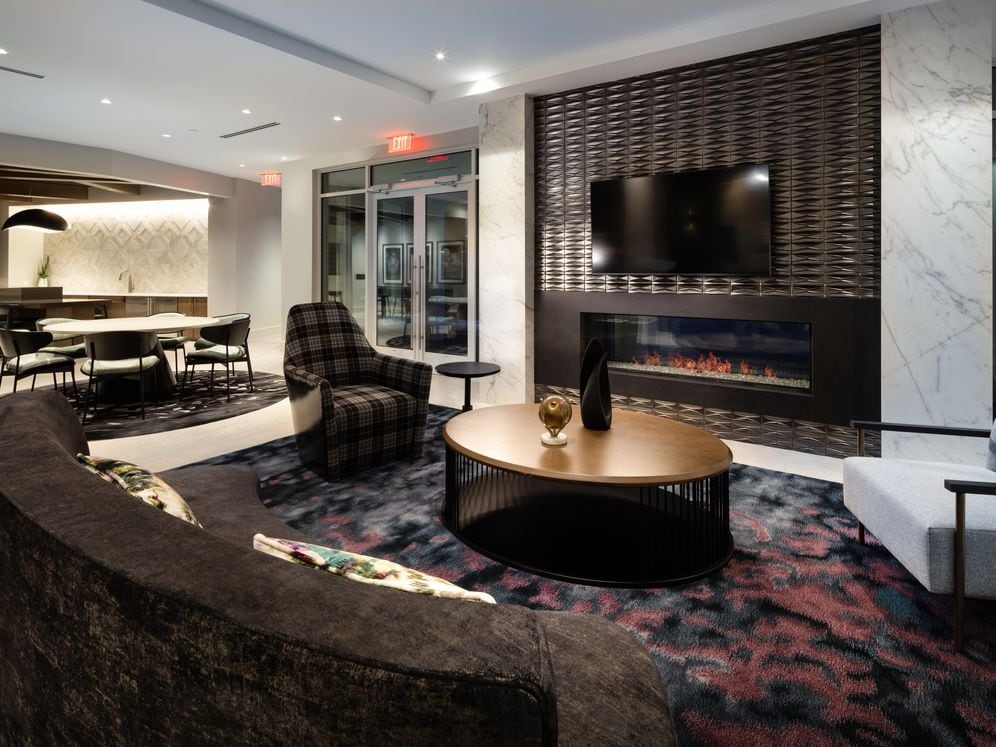 South Building Lounge with fireplace