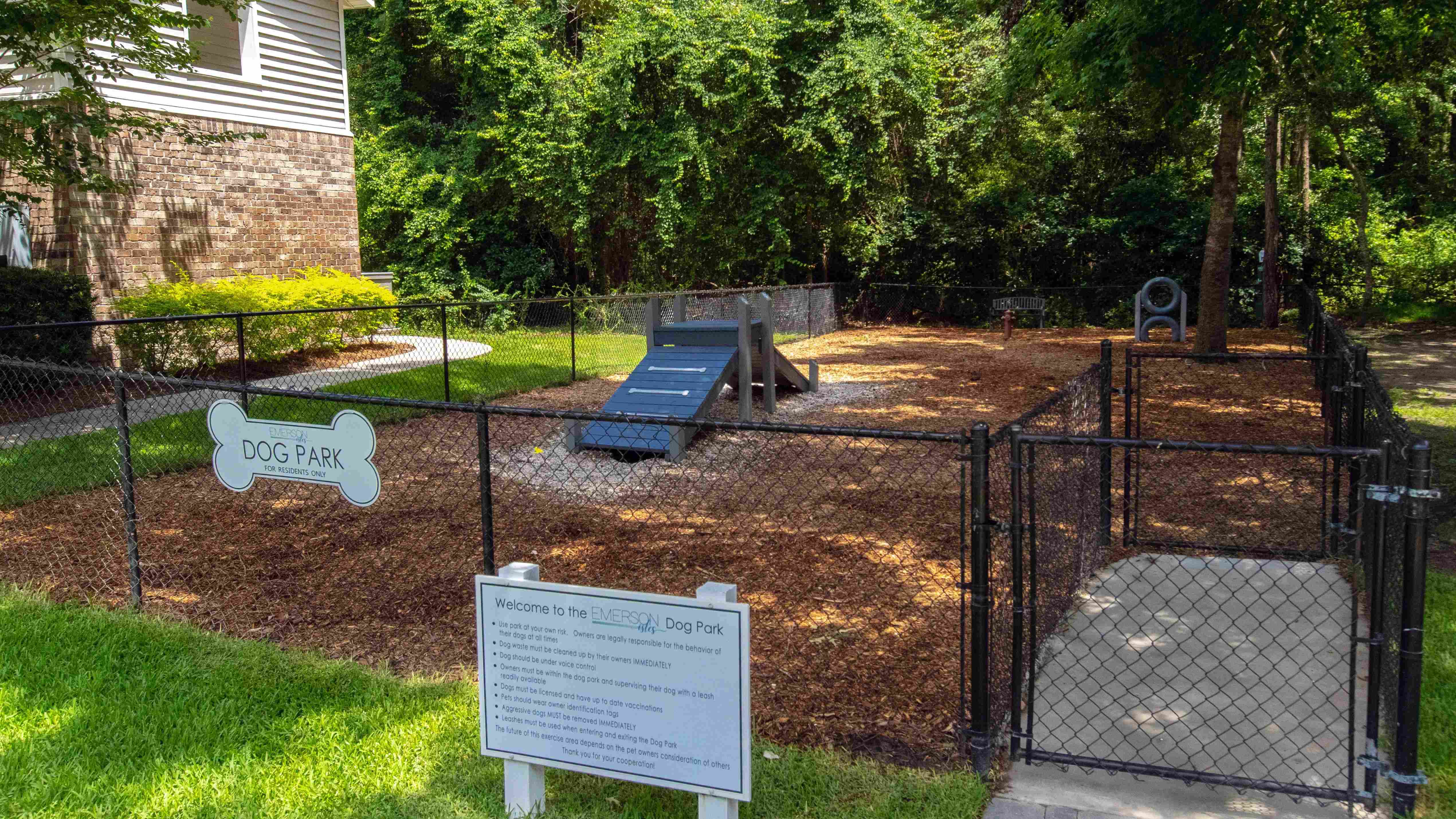 Let your pup conquer our canine obstacle course at Emerson Isles. Every jump and climb adds to the excitement of off-leash play in our Bark Park.