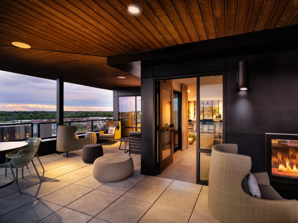 Rooftop resident lounge with outdoor terrace